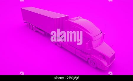 Camion pesante isolato su sfondo rosa 3d illustrazione. Foto Stock