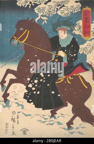 Utagawa Hiroshige II, America: Una donna sulla schiena nella neve, Giappone, periodo Edo (1615–1868), Utagawa Hiroshige II (giapponese, 1829–1869), 10th mese, 1860, Giappone, stampa in blocchi di legno policromo; inchiostro e colore su carta, immagine: 14 x 9 7/8 in. (35,6 x 25,1 cm), stampe Foto Stock