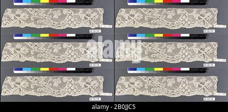 Pezzo, fiammingo, Mechlin, inizio 18th secolo, fiammingo, Mechlin, merletto A Bobina, L. 10 x W. 2 1/8 pollici (25,4 x 5,4 cm), Textiles-Laces Foto Stock