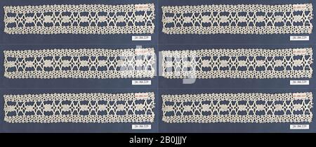 Inserimento, Italiano, Venezia, 16th secolo, Italiano, Venezia, merletto A Bobina, L. 9 x W. 1 3/4 pollici, 22,9 x 4,4 cm, Textiles-Laces Foto Stock