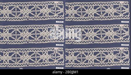 Inserimento, Italiano, Venezia, 16th secolo, Italiano, Venezia, merletto A Bobina, H.3 x W. 14 pollici (7,6 x 35,6 cm), Textiles-Laces Foto Stock