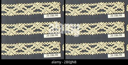 Inserimento, Italiano, Venezia, 16th secolo, Italiano, Venezia, merletto A Bobina, L. 8 x W. 1/2 pollici (20,3 x 1,3 cm), Textiles-Laces Foto Stock