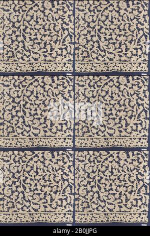 Pezzo, Italia settentrionale, 17th secolo, Italia settentrionale, merletto A Bobina, L. 19 x W. 14 pollici (48,3 x 35,6 cm), Textiles-Laces Foto Stock