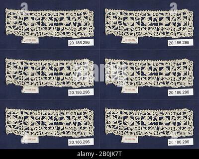 Striscia, Italiano, 16th secolo, Italiano, Cutwork, L. 4 1/4 x W. 1 1/4 pollici, 10.8 x 3.2 cm, Textiles-Laces Foto Stock