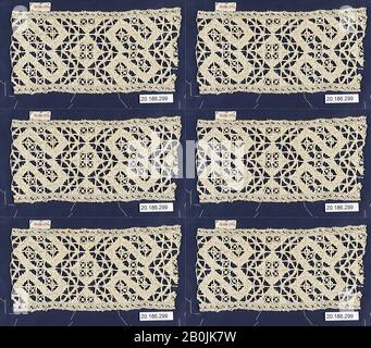 Striscia, Italiano, 16th secolo, Italiano, Cutwork, L. 6 x W. 3 pollici, 15.2 x 7.6 cm, Textiles-Laces Foto Stock