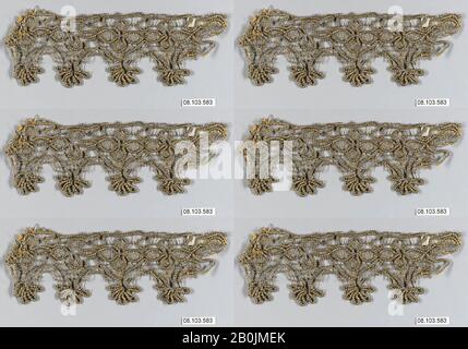 Gallone, italiano o francese, 17th–18th secolo, italiano o francese, filo Metallico, 7 1/4 x 2 1/4 pollici, 18,4 x 5,7 cm, rivestimenti tessili Foto Stock