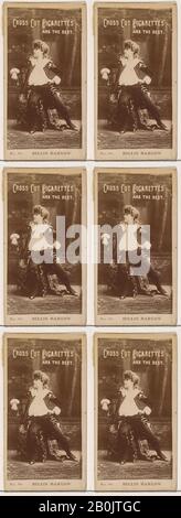 Pubblicato da W. Duke, Sons & Co., numero di carta 96, Billie Barlow, dagli Attori e Attrici serie (N145-2) rilasciato da Duke Sons & Co. Per promuovere Cross Cut Sigarette, 1880s, Albumen fotografia, foglio: 2 5/8 × 1 7/16 in. (6,6 × 3,7 cm Foto Stock