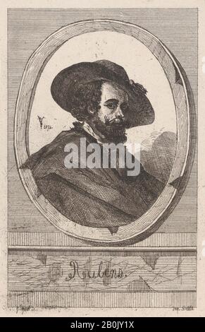 Anonimo, autoritratto di Peter Paul Rubens, Anonymous (G. Vignerot), Dopo Peter Paul Rubens (Fiammingo, Siegen 1577–1640 Anversa), 1874, Etching, Image: 7 In. × 4 7/16 poll. (17,8 × 11,2 cm), foglio: 11 5/16 × 7 3/4 in. (28,8 × 19,7 cm), stampe Foto Stock