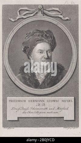 Daniel Berger, Ritratto Di Friedrich Ludwig Hermann Muzel, Daniel Berger (Tedesco, 1744–1824), Dopo Anton Groff (Svizzero, Winterthur 1736–1813 Dresda), Friedrich Ludwig Hermann Muzel (Tedesco, Berlino 1715–1784 Berlino), Ca. 1778, Incisione, Foglio (Rifilato): 6 11/16 In. × 4 poll. (17 × 10,2 cm), stampe Foto Stock