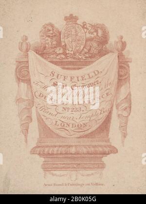 Anonimo, British, fine 18th–inizio 19th secolo, Trade Card per Suffield, Seal Engraving, Anonymous, British, fine 18th–inizio 19th secolo, fine 18th–inizio 19th secolo, incisione, foglio: 2 3/8 × 1 3/4 in. (6,1 × 4,5 cm Foto Stock