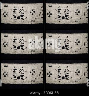 Striscia, Italiano, 16th secolo, Italiano, Cutwork, L. 27 x W. 3 pollici, 68,6 x 7,6 cm, Textiles-Laces Foto Stock