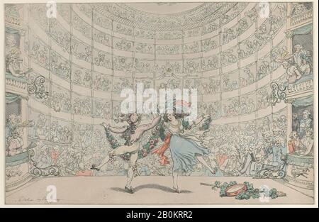 Thomas Rowlandson, il Prospect Di Fronte A Noi, Rispettosamente dedicato a quei Singers, Ballerini e professori musicali, che sono fortunatamente impegnati con il Proprietor del Kings Theatre, al Pantheon, Thomas Rowlandson (British, London 1757–1827 London), 13 gennaio 1791, Incisione A Mano-colore, foglio (Rifilato): 12 in. × 18 7/16 poll. (30,5 × 46,9 cm), stampe Foto Stock