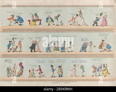 Thomas Rowlandson, Borders For Rooms, Plate 2, Thomas Rowlandson (British, London 1757–1827 London), Dopo George Moutard Woodward (British, Ca. 1760–1809 Londra), 25 marzo 1799, incisione A Mano, Piastra: 13 11/16 × 19 1/8 in. (34,7 × 48,5 cm), foglio: 14 13/16 × 19 9/16 in. (37,6 × 49,7 cm), stampe Foto Stock