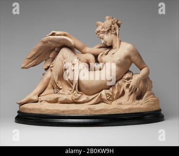 Albert-Ernest Carrier-Belleuse, Leda E The Swan, Francese, Parigi, Albert-Ernest Carrier-Belleuse (Francese, Anizy-Le-Château 1824–1887 Sèvres), Ca. 1870, Francese, Parigi, terracotta, altezza (senza base): 14 1/2 in. (36,8 cm), scultura Foto Stock