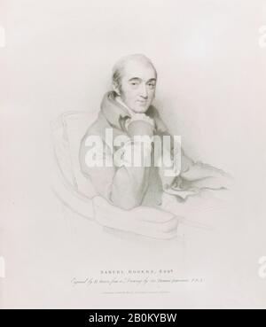 Henry Meyer, Samuel Rogers, The British Gallery Of Contemporary Portraits, Henry Meyer (British, London 1782/83-1847), Samuel Rogers (British, Middlesex 1763-1855 London), Dopo Sir Thomas Lawrence (British, Bristol 1769-1830 London), 16 Agosto 1822, Incisione A Palafitte, Piatto: 14 3/4 × 12 7/8 In. (37,5 × 32,7 cm), foglio: 16 3/4 in. × 13 poll. (42,5 × 33 cm), stampe Foto Stock