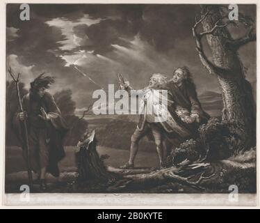 James McArdell, David Garrick come King Lear (Shakespeare, King Lear, atto 3, scena 1), James McArdell (irlandese, Dublino 1729–1765 Londra), Dopo Benjamin Wilson (britannico, Leeds 1721–1788 Londra), David Garrick (britannico, Hereford 1717–1779 Londra), William Shakespeare (britannico, Stratford-upon-Avon 1564–1616, primo piatto di Stratford-Avon (primo piano): 16 3/16 × 20 1/4 in. (41,1 × 51,4 cm), stampe Foto Stock