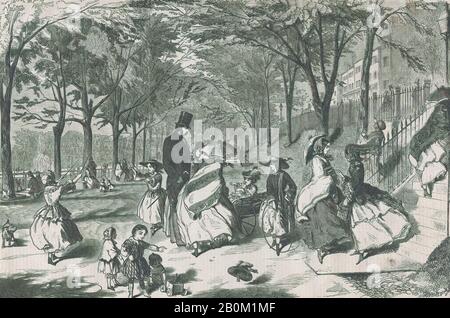 Dopo Winslow Homer, Il Boston Common (Harper'S Weekly, Vol. Ii), Dopo Winslow Homer (American, Boston, Massachusetts 1836–1910 Prouts Neck, Maine), 22 Maggio 1858, Incisione Del Legno, Immagine: 9 1/4 X 14 In. (23,5 x 35,6 cm), foglio: 11 1/8 x 15 11/16 in. (28,2 x 39,9 cm), stampe Foto Stock