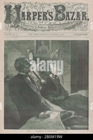 Dopo Winslow Homer, Un Altro anno dal Vecchio Orologio (Harper's Bazar, Vol. III), Dopo Winslow Homer (americano, Boston, Massachusetts 1836–1910 Prouts Neck, Maine), 1 gennaio 1870, incisione del legno, foglio: 15 1/2 x 11 1/8 in. (39,4 x 28,3 cm), immagine: 15 1/2 x 11 in. (39,4 x 27,9 cm), stampe Foto Stock