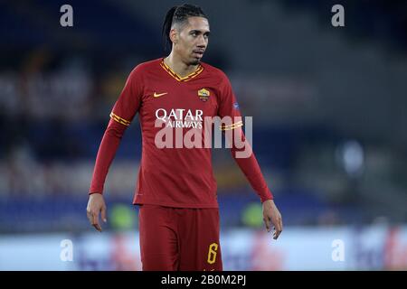 Roma, Italia. 20th Feb 2020. Chris Smalling di AS Roma durante la partita della UEFA Europa League tra Roma e Gent allo Stadio Olimpico, Roma, Italia, il 20 febbraio 2020.(Foto di UKSP/Espa-Images) Credit: Agenzia fotografica europea per lo sport/Alamy Live News Foto Stock