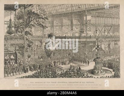 George Cruikshank, L'Apertura della Grande Mostra industriale Di Tutte le Nazioni, da sua Maestà La Regina Vittoria E Sua altezza reale Principe Alberto, il 1st di maggio 1851: La vista È Presa dalla Galleria Sud Ovest, All'epoca in cui l'Arcivescovo offre una preghiera per la benedizione Divina sugli oggetti della Mostra, George Cruikshank (Londra 1792–1878 Londra), la Regina Vittoria (Londra 1819–1901 Isola di Wight), il Principe Alberto di Sassonia-Coburgo e Gotha (Coburg, Germania 1819–1861 Windsor), Arthur Wellesley, 1st Duca di Wellington (Regno Unito, 1769–1852 Foto Stock