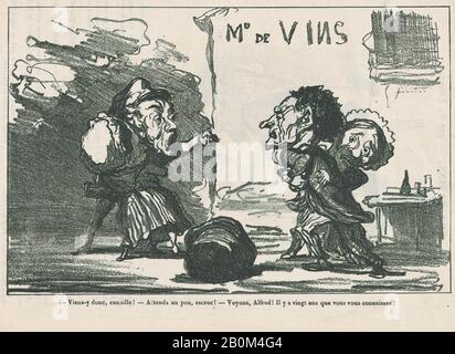 Honoré Daumier, -Dai, tu furtori, dai! –Solo voi aspettate, voi crook! –Oh vieni su Alfred, dopo tutto quello che hai conosciuto per circa venti anni!, da 'schizzi parigini', pubblicato in le Petit Journal pour Rire, 8 marzo 1874, 'schizzi parigini' (Croquis Parisiens), Honoré Daumier (francese, Marsiglia 1808–1879 Valmondois), 8 marzo 1874, Litograph su carta da giornale; terza immagine di stato, tre: 6 1/8 × 9 1/2 in. (15,6 × 24,2 cm), foglio: 8 7/16 × 12 1/4 in. (21,4 × 31,1 cm), stampe Foto Stock