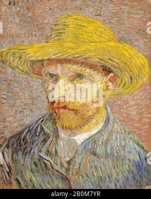 Vincent van Gogh, autoritratto con un cappello di paglia (obverse: Il Peeler Potato), Vincent van Gogh (olandese, Zundert 1853–1890 Auvers-sur-Oise), 1887, olio su tela, 16 x 12 1/2 in. (40,6 x 31,8 cm), Dipinti Foto Stock