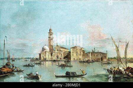 Francesco Guardi, l'Isola di San Michele, Venezia, Francesco Guardi (Venezia 1712-1793), 1770s, olio su tela, 19 × 30 3/4 in. (48,3 × 78,1 cm), Dipinti Foto Stock