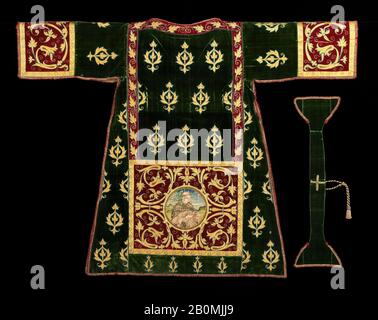 Dalmatic e manichino, Italiano, quarto quarto quarto quarto quarto quarto 17th quarto secolo, Italiano, Seta, metallo, lino, lunghezza a CB (a): 47 in. (119,4 cm), (b): 30 1/2 in. (77,5 cm Foto Stock