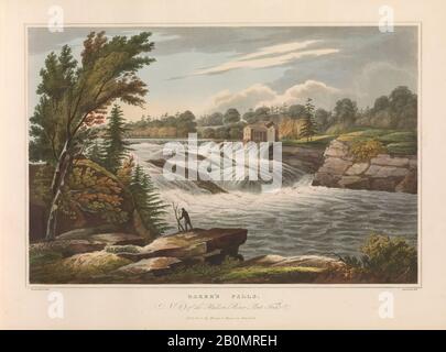 John Hill, Baker'S Falls (N. 8 del fiume Hudson Portfolio), il fiume Hudson Portfolio, dopo William Guy Wall (irlandese, Dublino 1792–dopo 1864 Irlanda (America attiva)), 1823–24, Aquatint stampato a colori con colorazione a mano; primo stato di due (Koke), immagine: 14 1/16 x 20 3/16 in. (35,7 x 51,3 cm), foglio: 19 x 24 1/2 in. (48,3 x 62,2 cm), stampe Foto Stock