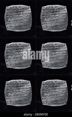 Tablet cuneiforme: Quitance per un prestito in rame, Old Assirian Trading Colony, Middle Bronze Age–Old Assirian Trading Colony, Date ca. 20th-19th secolo a.C., Anatolia, probabilmente da Kültepe (Karum Kanesh), Colony Old Assirian Trading, Clay, 4,3 x 4,6 x 1,4 cm (1 3/4 x 1 3/4 x 1/2 in.), Clay-Tablets-Inscritto Foto Stock