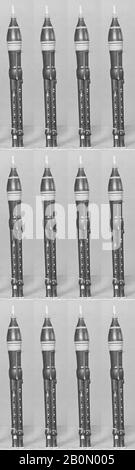 William Bainbridge, Double Flageolet in D, British, William Bainbridge (British, London, Active 1803–1831), John Wood (British, London Active 1808–1821), ca. 1808–20, Londra, Inghilterra, Regno Unito, Regno Unito, Regno Unito, Legno, Avorio, Lunghezza 15-25/32 In. (401 mm), Aerophone-Whistle Flute-flageolet Foto Stock