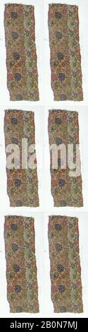 Frammento, 17th-18th secolo, Fatto in Iran, seta, 4 x 11 1/4 in. (10,2 x 28,6 cm), Textiles Foto Stock