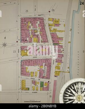 Immagine 25 Della Mappa Sanborn Fire Insurance Da Bridgeport, Fairfield County, Connecticut. 1898. 75 fogli. Bound, America, mappa stradale con una bussola Del Xix Secolo Foto Stock