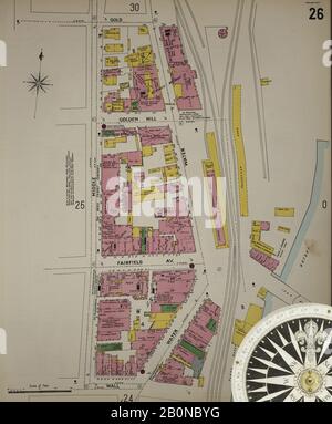 Immagine 27 Della Mappa Sanborn Fire Insurance Di Bridgeport, Fairfield County, Connecticut. 1898. 75 fogli. Bound, America, mappa stradale con una bussola Del Xix Secolo Foto Stock