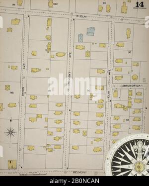 Immagine 15 Della Mappa Sanborn Fire Insurance Di Brockton, Plymouth County, Massachusetts. 1893. 52 fogli. Bound, America, mappa stradale con una bussola Del Xix Secolo Foto Stock