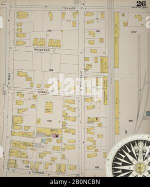 Immagine 27 Della Mappa Sanborn Fire Insurance Di Brockton, Plymouth County, Massachusetts. 1893. 52 fogli. Bound, America, mappa stradale con una bussola Del Xix Secolo Foto Stock