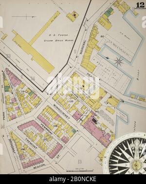 Immagine 13 Della Mappa Sanborn Fire Insurance Di Chelsea, Contea Di Suffolk, Massachusetts. 1894. 38 fogli. Bound, America, mappa stradale con una bussola Del Xix Secolo Foto Stock