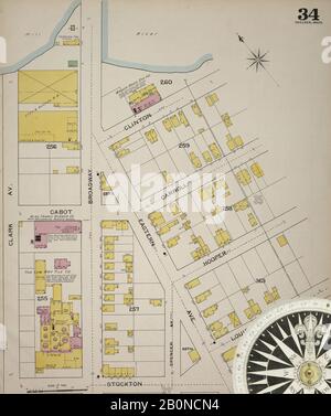 Immagine 35 Della Mappa Sanborn Fire Insurance Di Chelsea, Contea Di Suffolk, Massachusetts. 1894. 38 fogli. Bound, America, mappa stradale con una bussola Del Xix Secolo Foto Stock