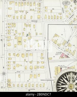 Immagine 15 Della Mappa Sanborn Fire Insurance Di Everett, Middlesex County, Massachusetts. Giu 1897. 27 fogli, America, mappa stradale con una bussola Del Xix Secolo Foto Stock