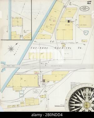 Immagine 27 Della Mappa Sanborn Fire Insurance Di Everett, Middlesex County, Massachusetts. Giu 1897. 27 fogli, America, mappa stradale con una bussola Del Xix Secolo Foto Stock