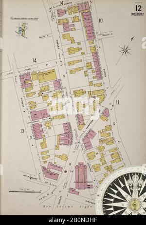 Immagine 13 Della Mappa Sanborn Fire Insurance Di Boston, Contea Di Suffolk, Massachusetts. Vol. 3, 1897. 115 fogli. Bound, America, mappa stradale con una bussola Del Xix Secolo Foto Stock
