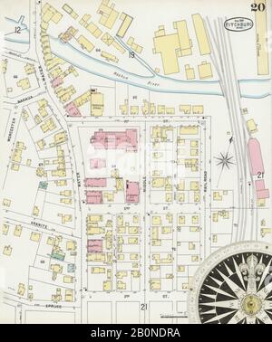 Immagine 20 Della Mappa Sanborn Fire Insurance Da Fitchburg, Worcester County, Massachusetts. Feb 1897. 32 fogli, America, mappa stradale con una bussola Del Xix Secolo Foto Stock