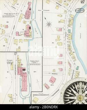 Immagine 27 Della Mappa Sanborn Fire Insurance Da Fitchburg, Worcester County, Massachusetts. Feb 1897. 32 fogli, America, mappa stradale con una bussola Del Xix Secolo Foto Stock