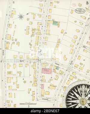 Immagine 5 Della Mappa Sanborn Fire Insurance Di Rockville, Tolland County, Connecticut. Ago 1897. 8 fogli, America, mappa stradale con una bussola Del Xix Secolo Foto Stock