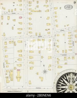 Immagine 9 Della Mappa Sanborn Fire Insurance Di Torrington, Litchfield County, Connecticut. Set 1896. 9 fogli, America, mappa stradale con una bussola Del Xix Secolo Foto Stock