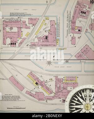 Immagine 11 Della Mappa Sanborn Fire Insurance Di Holyoke, Hampden County, Massachusetts. 1895. 51 fogli. Bound, America, mappa stradale con una bussola Del Xix Secolo Foto Stock
