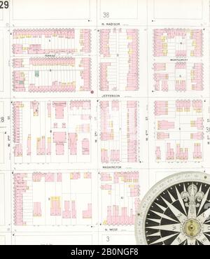 Immagine 36 Della Mappa Sanborn Fire Insurance Da Wilmington, New Castle County, Delaware. 1901. 80 fogli, America, mappa stradale con una bussola Del Xix Secolo Foto Stock