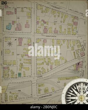 Immagine 26 Della Mappa Sanborn Fire Insurance Di Portland, Cumberland County, Maine. 1886. 35 fogli. Bound, America, mappa stradale con una bussola Del Xix Secolo Foto Stock
