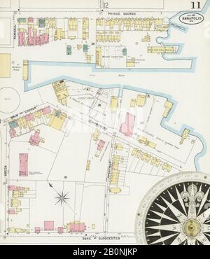 Immagine 11 Della Mappa Sanborn Fire Insurance Di Annapolis, Contea Di Anne Arundel, Maryland. Lug 1897. 13 fogli, America, mappa stradale con una bussola Del Xix Secolo Foto Stock