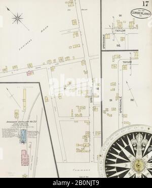 Immagine 17 Della Mappa Sanborn Fire Insurance Di Cumberland, Allegany County, Maryland. Nov 1887. 17 fogli, America, mappa stradale con una bussola Del Xix Secolo Foto Stock